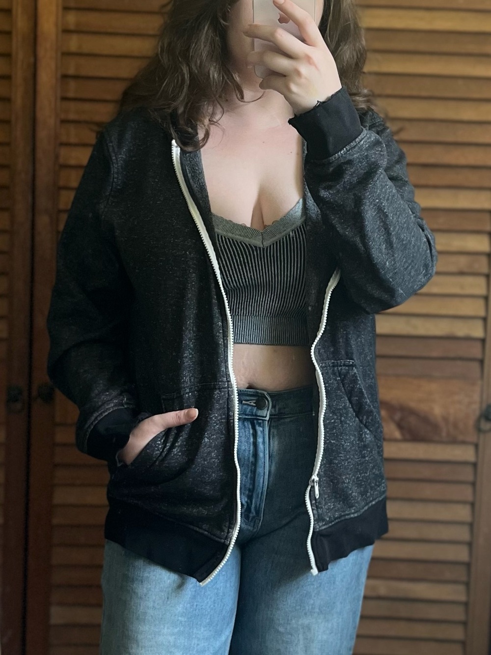 Zine Clothing Black Zip-Up Bomber Hoodie Jacket